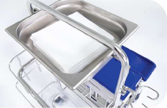 Top view of the Saturix stainless steel wipes tub available