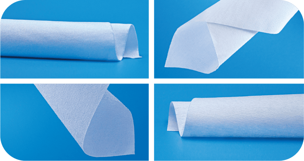 A composite shot of Saturix nonwoven polyester cellulose, knit polyester, presaturated and nonwoven microfiber wipes